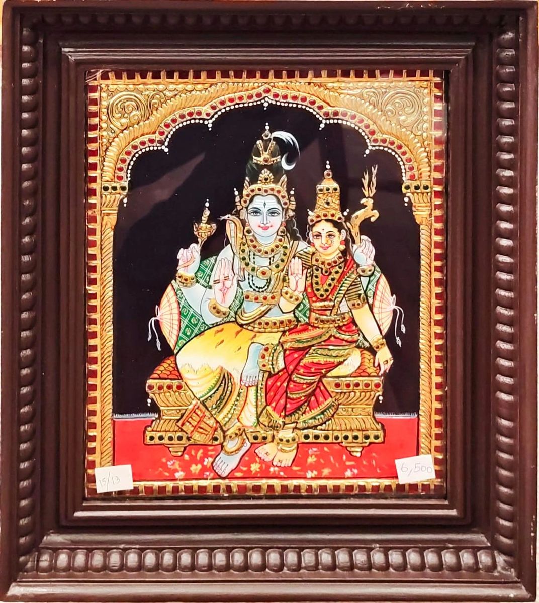 Shiva parvathi Traditional Tanjore Painting